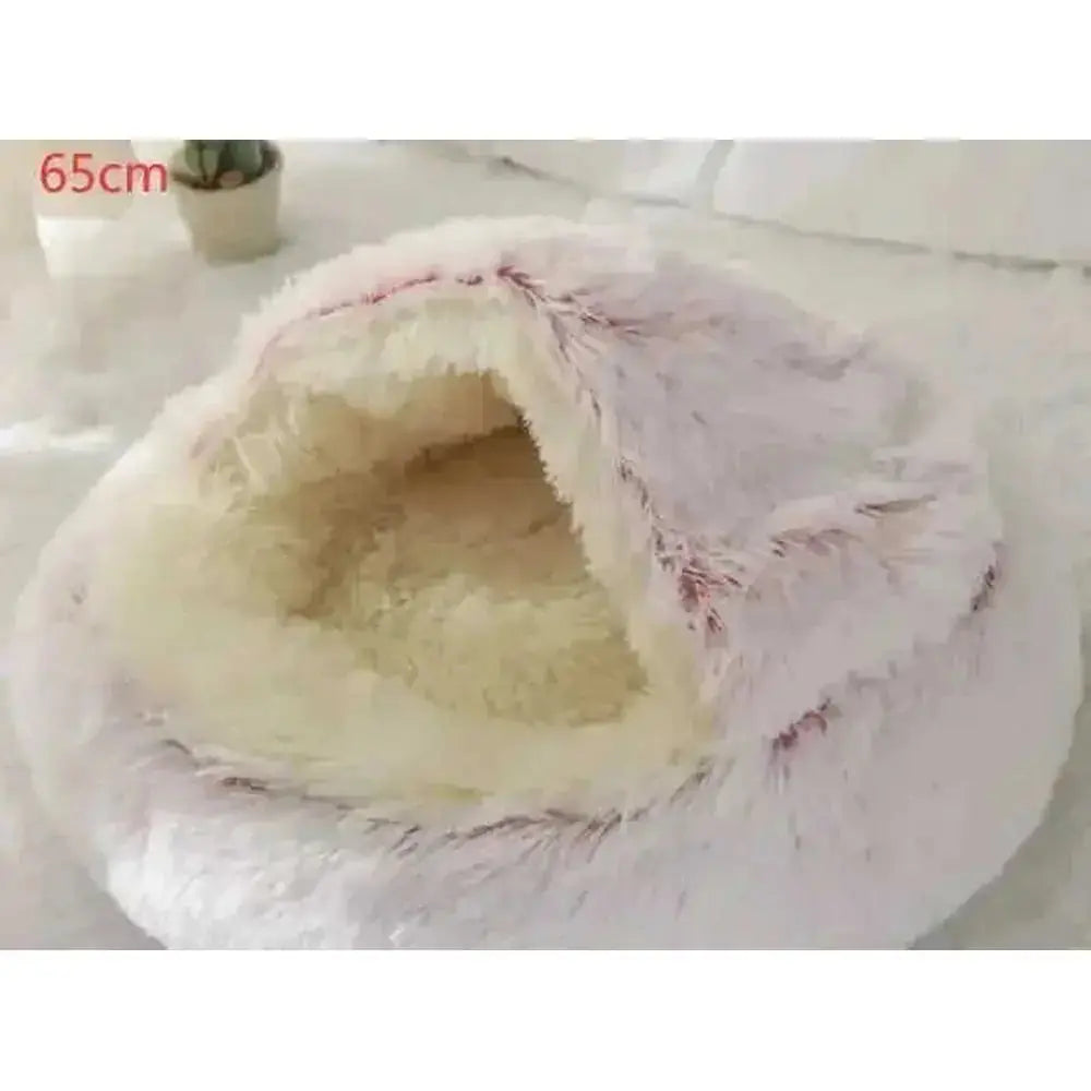 2-in-1 Dog & Cat Bed - Round Plush Warm Winter Pet House - view 16 (material: fleece, cotton | pattern: check | season:...