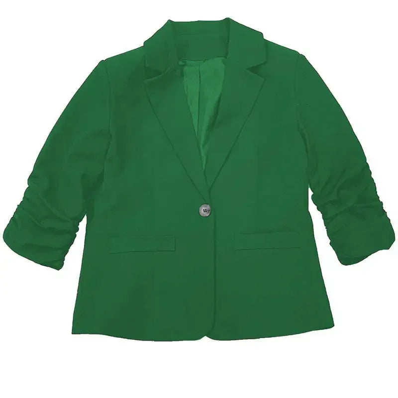 Plus Size Women's Single Button Front Lapel Blouse Elegant Solid Color Long Sleeve Office Shirt Professional Work Wear Tops Meifu Market