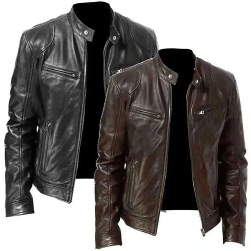 genuine pu leather jacket | slim fit leather coat | waterproof faux leather jacket | energy saving