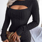 Autumn And Winter Sexy Hollow-out Cable-knit Waist-cinching Bodycon Sweater Dress Meifu Market