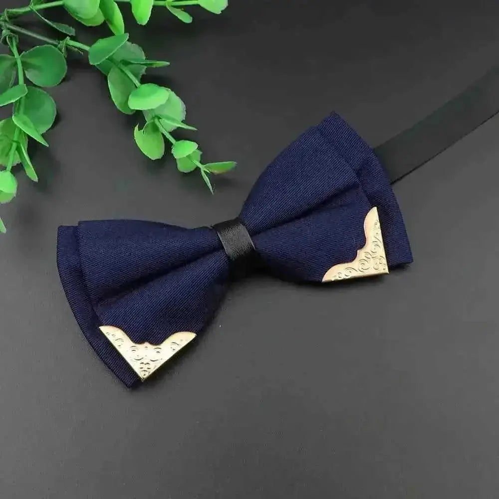 metal bow tie for men | double layer polyester bowtie | classic butterfly neckwear | energy saving