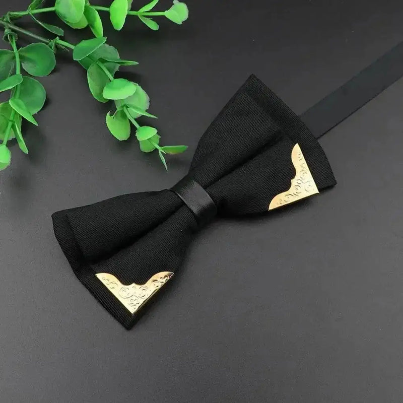 metal bow tie for men | double layer polyester bowtie | adjustable neck strap bow tie | energy saving