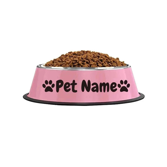 Customizable Stainless Steel Dog Bowl, Non-Slip Pet Food and Water Bowl with Personalized Name for Dogs Red-crown - availa...