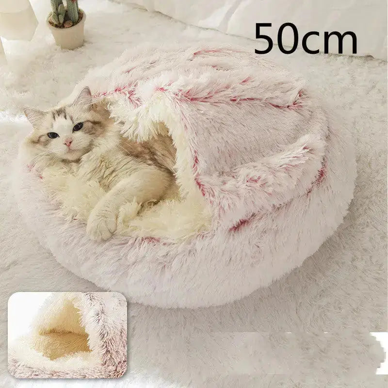 2-in-1 Dog & Cat Bed - Round Plush Warm Winter Pet House Meifu Market