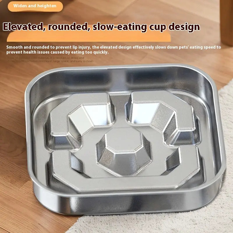 Pet Square Stainless Steel Slow Feeding Bowl Meifu Market