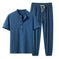 cotton linen blend fabric | short sleeve suit set | breathable summer suit | ultrasonic cleaning
