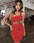 one shoulder mini dress | stretch fabric bodycon dress | night out club dress | ultrasonic cleaning