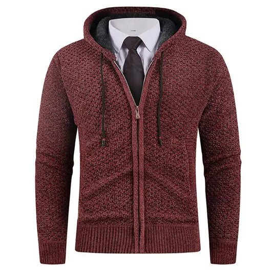 Men's Small Pineapple-pin Hooded Fleece Lined Fashion Knitwear Sweater