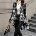 Plaid Pattern Button Front Jacket Long Sleeve High And Low Flared Jacket Meifu Market