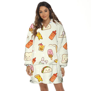 Cartoon Fruit Printed Lazy Blanket Hooded