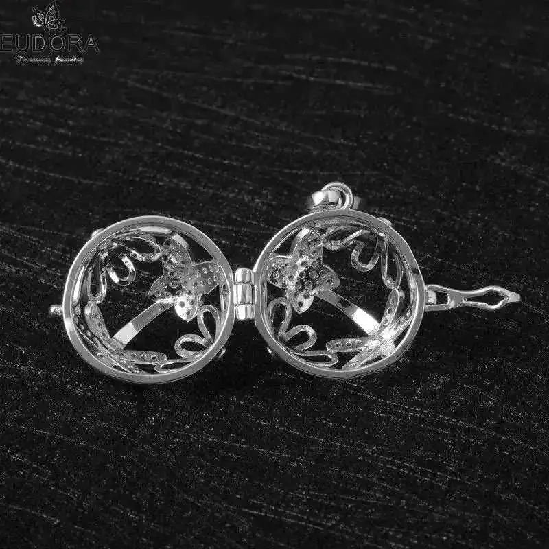 pink crystal locket necklace | 18mm pregnancy bola necklace | adjustable length maternity jewelry | energy saving