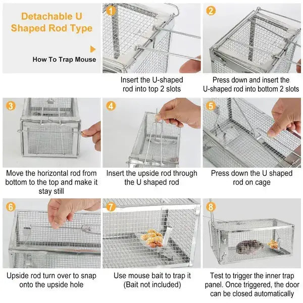 2 Pack Rat Trap Cage Humane Live Rodent Trap Cage Galvanized Iron Mice Mouse Control Bait Catch With Detachable U Shaped Rod Meifu Market
