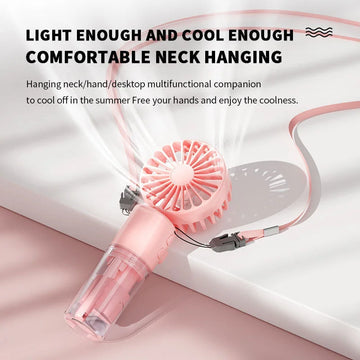 portable handheld spray fan | 4-speed mist fan | usb charging mini fan | ultrasonic cleaning