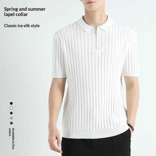 Ice Silk Quick-drying Men's Casual T-shirt Black - angle view with ice silk quick drying men's casual pants features