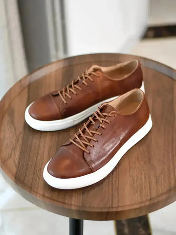 Men's Handmade First-grain Horse Leather Distressed Casual Shoes - medium temper leather belts - noble buffalo