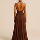 brown halter maxi dress | halter back maxi dress | long halter neck dress | energy saving