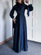 satin fabric maxi dress | plunge neckline long sleeve dress | strappy back evening gown | ultrasonic cleaning