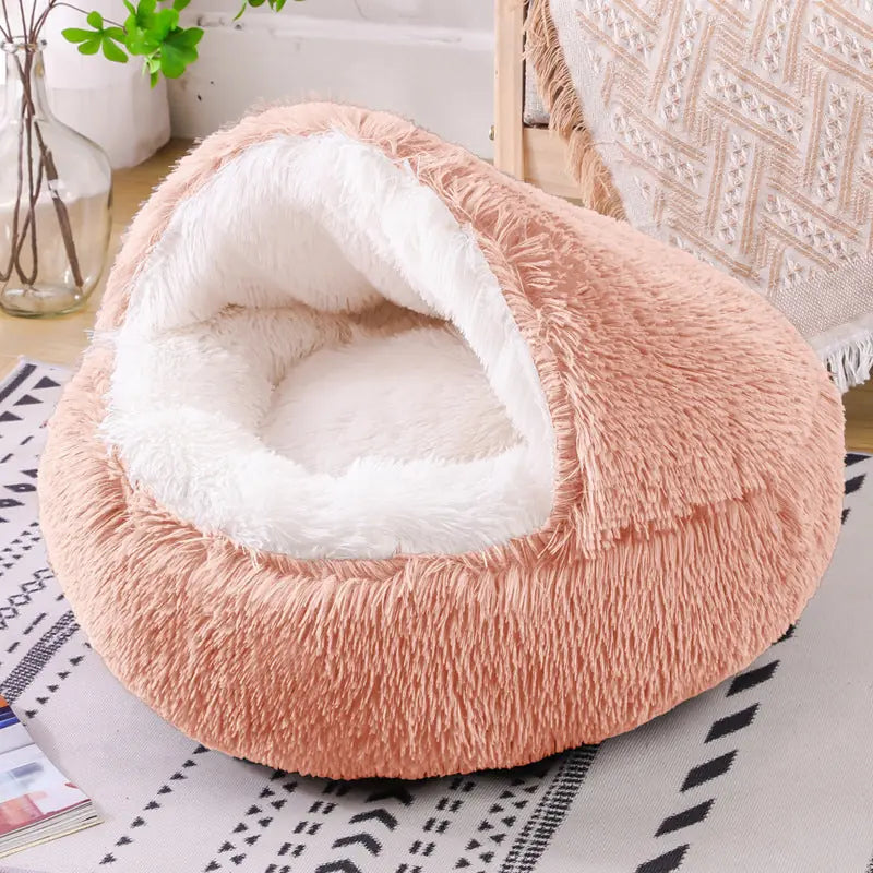 Deep Sleep Half-pack Semi-enclosed Dual-use Plush Round Pet Bed Meifu Market