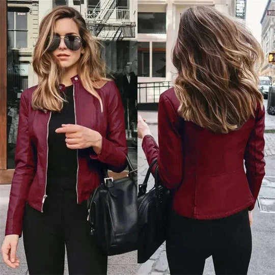 Women's PU Leather Jacket - Autumn Winter Fashion Suit Jacket Meifu Market