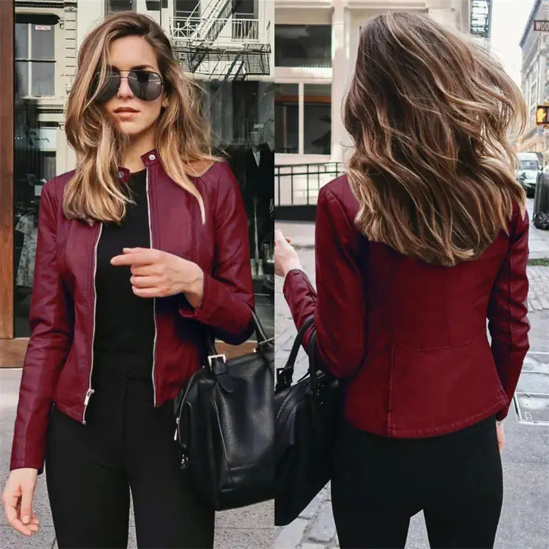 New Wish New Product Autumn And Winter Women's Fashion Leather PU Suit Jacket Meifu Market