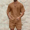 mens summer tracksuit set | loose fit casual two piece outfit | lapel button shirt and shorts set | energy saving