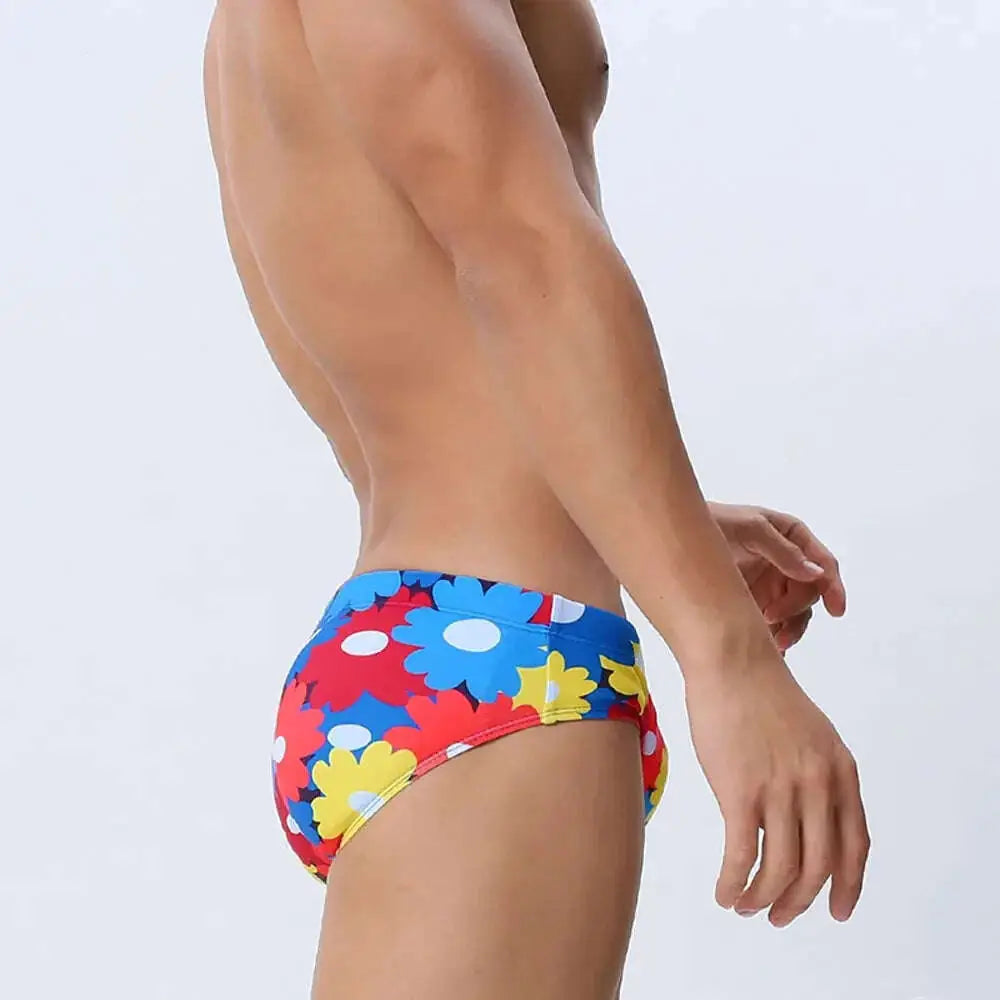 Flower Colorful Printing Swim Briefs Meifu Market