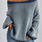 Women's Off-neck Shoulder-baring Sweater Contrast Color Meifu Market