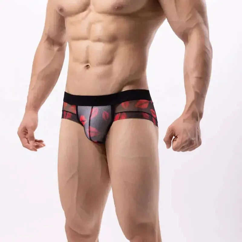 Men's Double-Layer Mesh Briefs Breathable Color Block Underwear Meifu Market