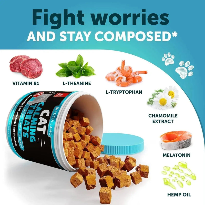 Do Not Sell On Amazon Hemp Cat Calming Treats For Stress & Anxiety Relief Cat Kittens Melatonin Meifu Market