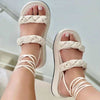 Strappy Sandals Candy Color Weave Flats Shoes Women Summer Dress Shoes 