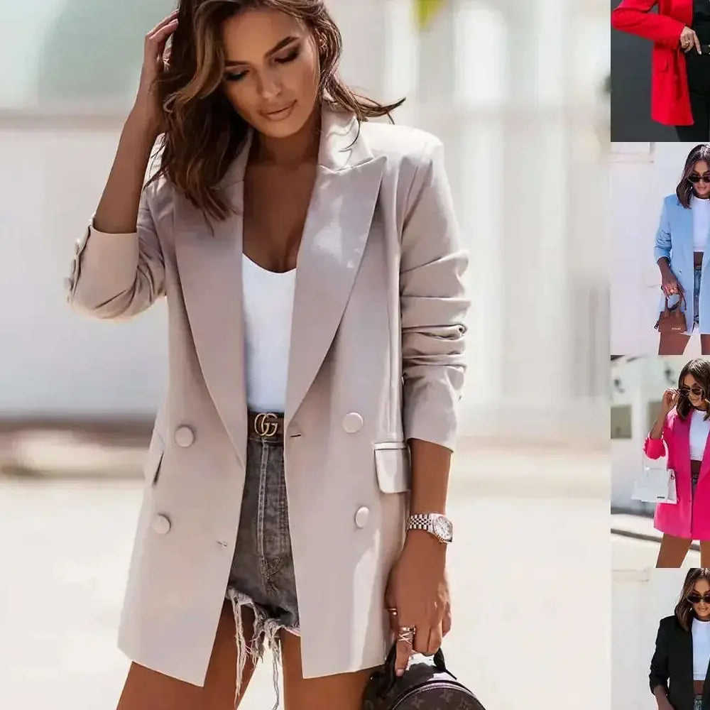 Autumn And Winter Long-sleeve Double-breasted Blazer - Meifu Market