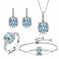 925 Sterling Silver Sky Blue Topaz Jewelry Set - 4 Piece - lifestyle (color: blue, silver | pattern: check)