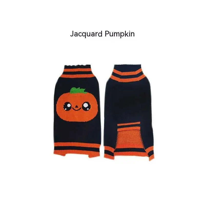 Halloween Dog Sweaters Pet Costume Teddy Warm Leisure Sweater Cosplay Clothes For Dogs Pets Outfits Orange Small Pumpkin -...
