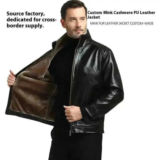 mens fur lined leather coat | genuine leather coat with velvet | heavy duty winter coat | ultrasonic cleaning