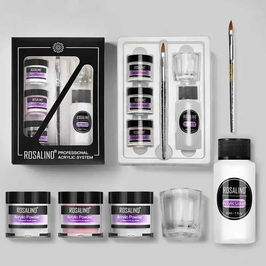 professional acrylic nail kit | glass dappen dish included | acrylic liquid and powder set | ultrasonic cleaning