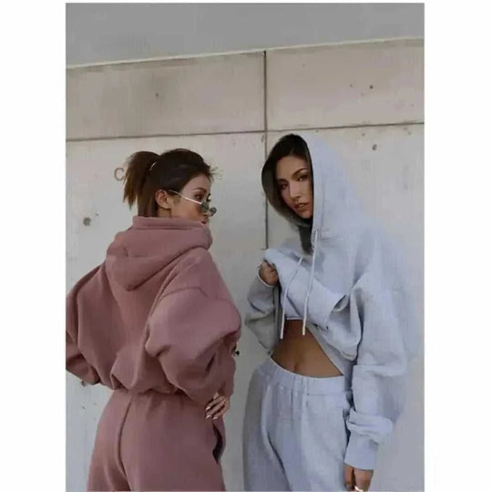 womens 2 piece tracksuit set | fleece lined hoodie and joggers | casual loungewear set | ultrasonic cleaning