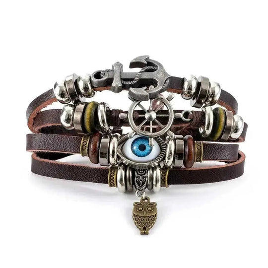 genuine leather bracelet | adjustable leather cord | turquoise beaded bracelet | energy saving