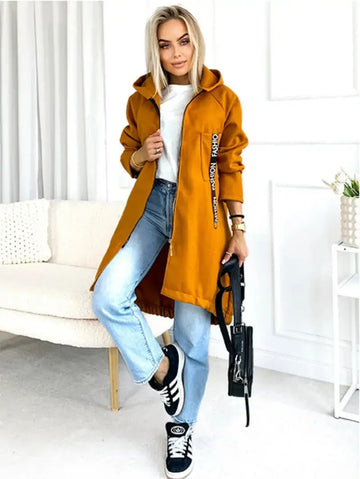 Hooded Sports Brushed Hoody Casual Long-sleeved Zipper Jacket - zip-up hooded jacket that feels comfortable for all-day use