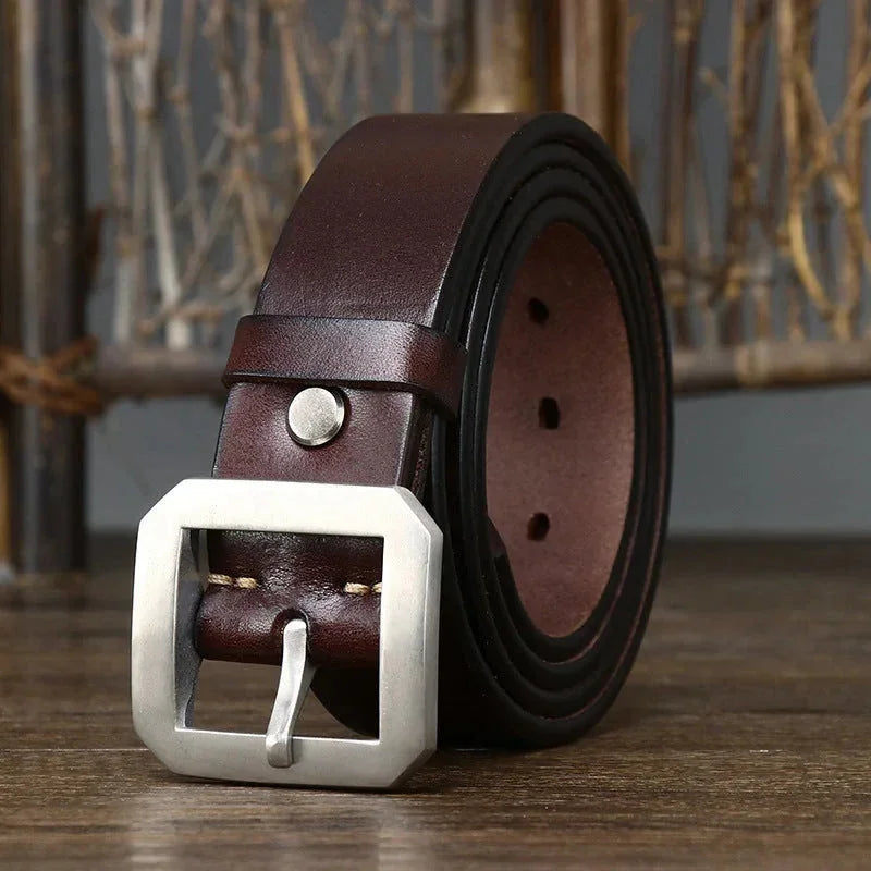 stainless-steel belt buckle | premium cowhide leather belt | heavy-duty belt for jeans | ultrasonic cleaning