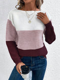 Pullover Knitted Sweater Fashion Round Neck Splicing Knitwear Loose Top Women's Clothing Meifu Market