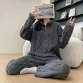 fleece-lined pajamas set | thermal couple sleepwear | matching winter homewear | ultrasonic cleaning