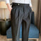 thin draping belt pants | elastic waistband trousers | lightweight fabric pants | energy saving