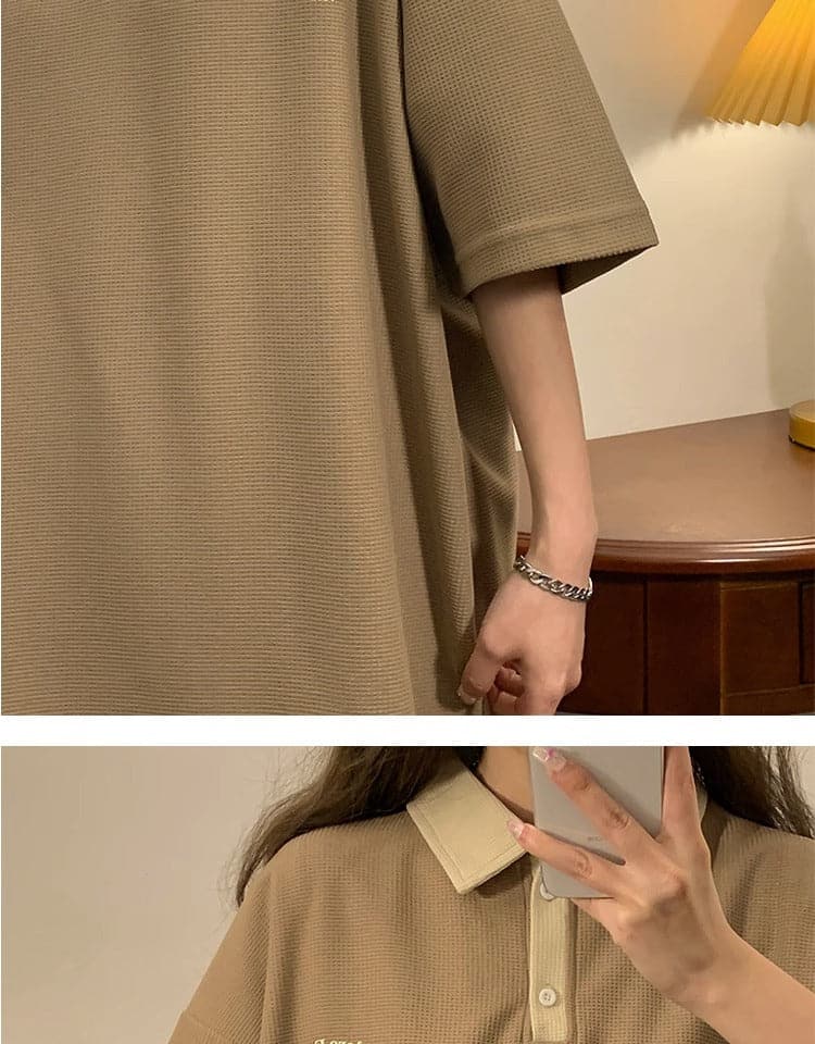 Vintage Polo Shirt Short Sleeve Loose For Women Meifu Market