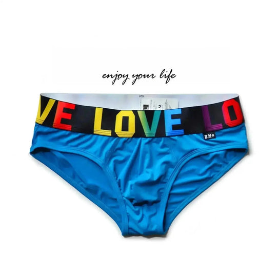 low waist mens briefs | solid color underwear | rainbow letter print | ultrasonic cleaning