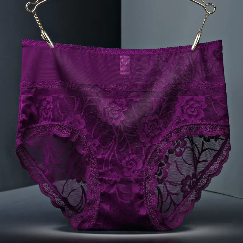High Waist Hollow-out Lace Sexy Ladies Panties Breathable Traceless Sheath Cotton Stall Meifu Market