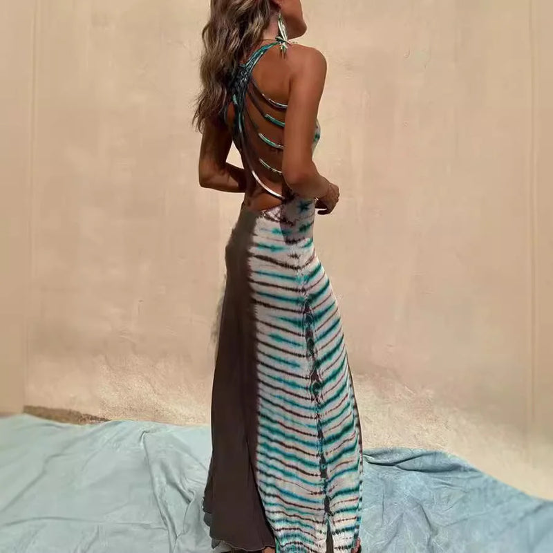 backless lace up dress | long evening gown | elegant lace-up dress | energy saving