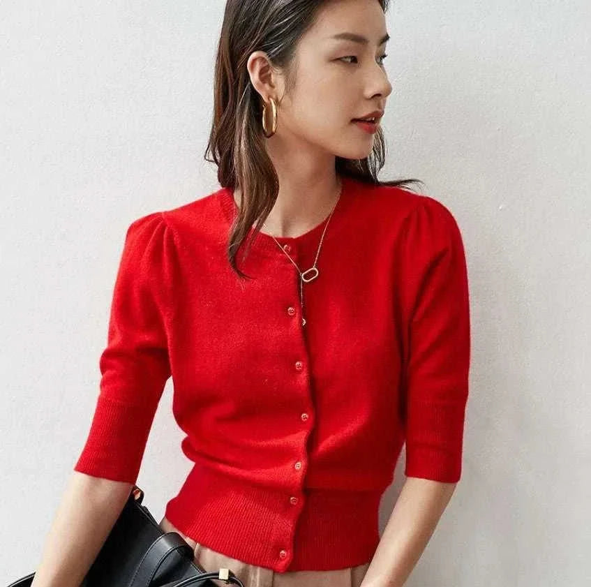 pure cashmere cardigan | high waist womens cardigan | short cashmere sweater | energy saving