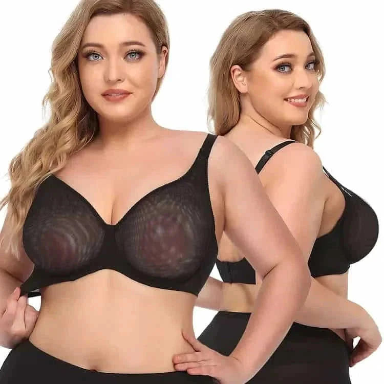 plus size sheer underwire bra | ultra-thin mesh lingerie set | wireless t-shirt bra for women | ultrasonic cleaning