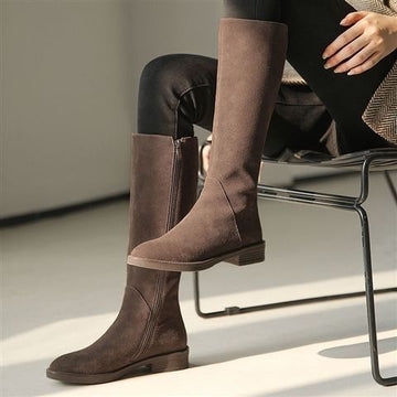 Women's Solid Color Fashion Frosted Long Martin Suede Boots Meifu Market