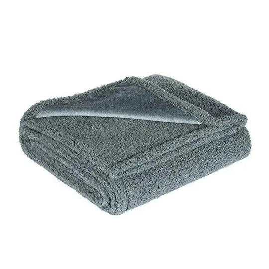 heavyweight flannel pet blanket | sherpa lined dog bed cover | reversible dog blanket for crate | ultrasonic cleaning